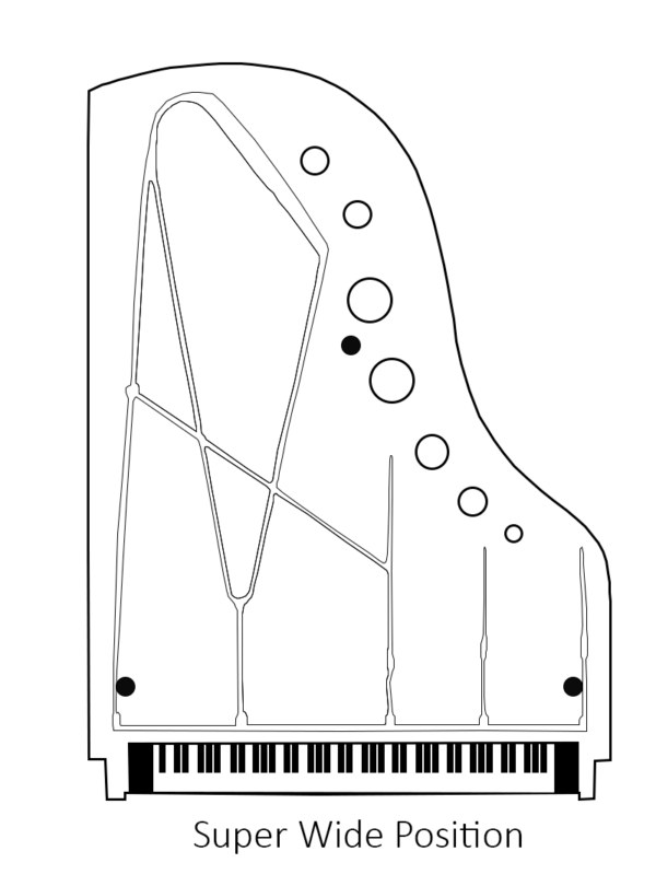 REMIC P6100 Piano Microphones positioned for super wide sound on grand piano